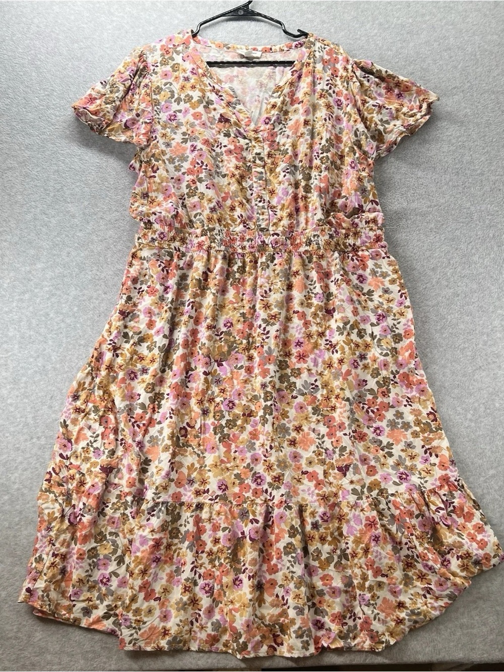 beachlunchlounge Floral Mini Dress in Pink, Cream & Brown